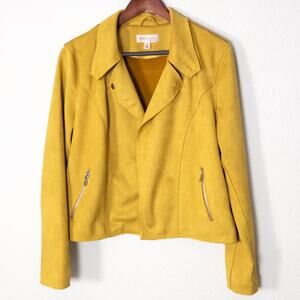 Philosophy Mustard Yellow Suede Moto Jacket